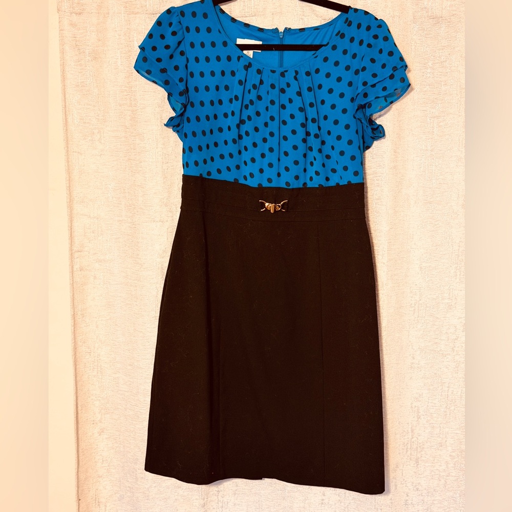 Alyx Blue Polka Dot Top with Black Midi Dress